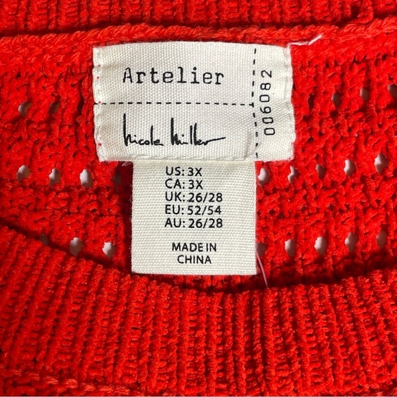NWOT Nicole Miller Red Knit Short Sleeve Sweater Size 3XL - Picture 7 of 8